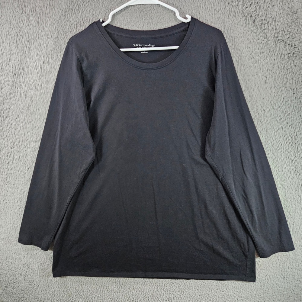 Soft Surroundings Black 1X Pima‎ Cotton Spandex Long Sleeve Tee Shirt